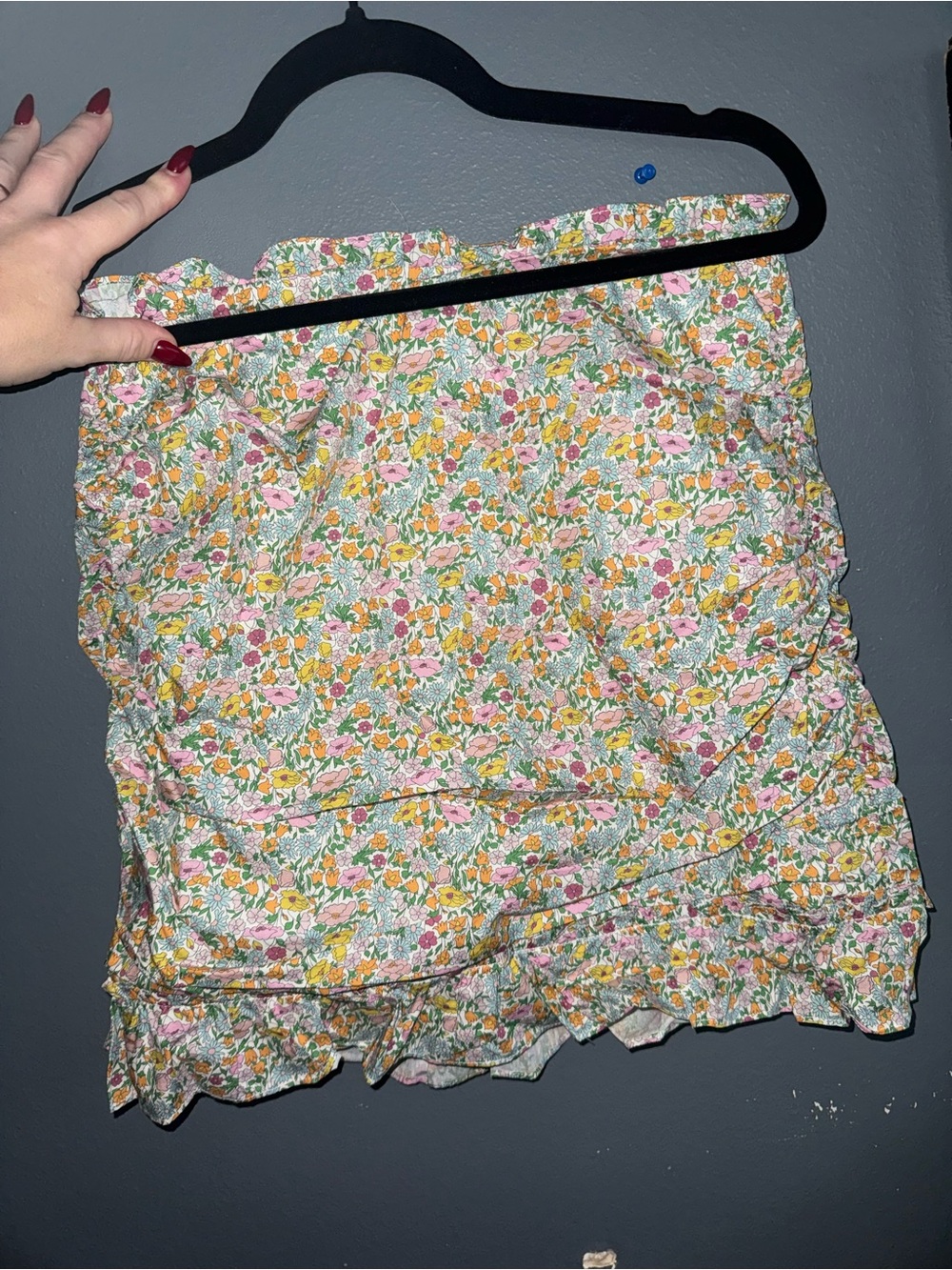 Floral Mini Skirt ruched back For love & lemons skirt